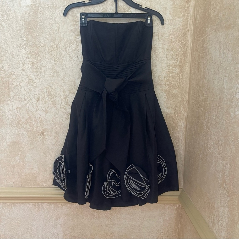 Romeo & Juliet Couture Shiny Black Strapless Fit & Flare Cocktail Dress M Fairy - Picture 5 of 17